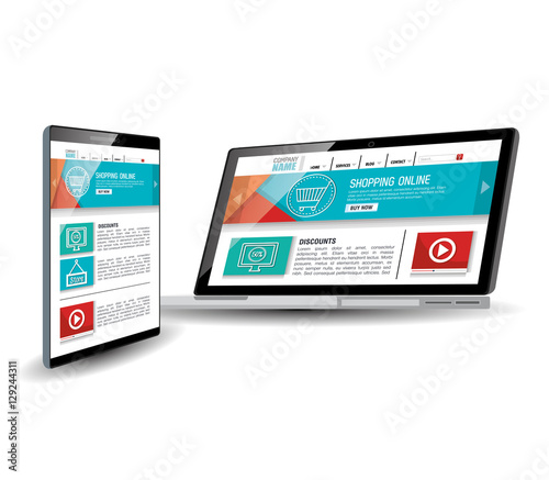 Website template in electronic devices vector illustration design