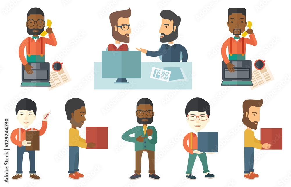 Vector set of illustrations with business people. Vector set of illustrations with business people.