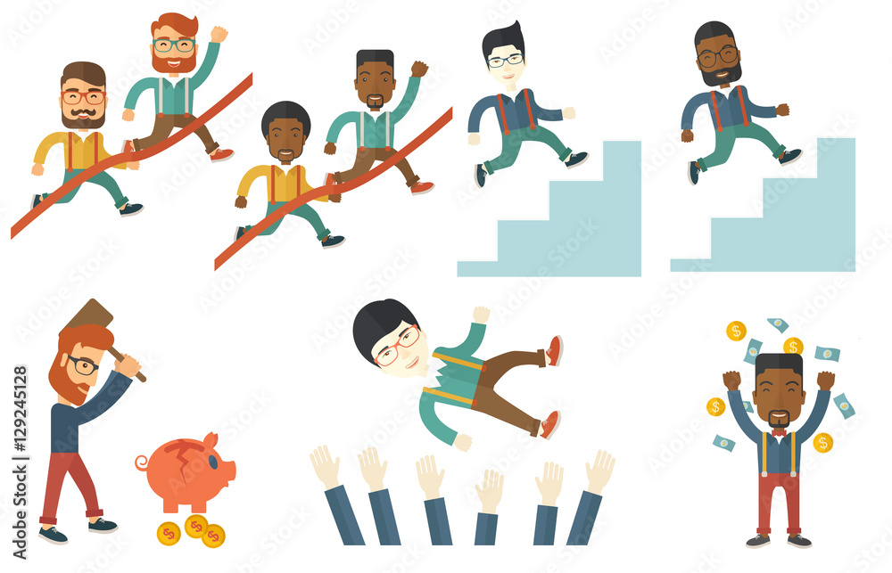 Vector set of illustrations with business people. Vector set of illustrations with business people.