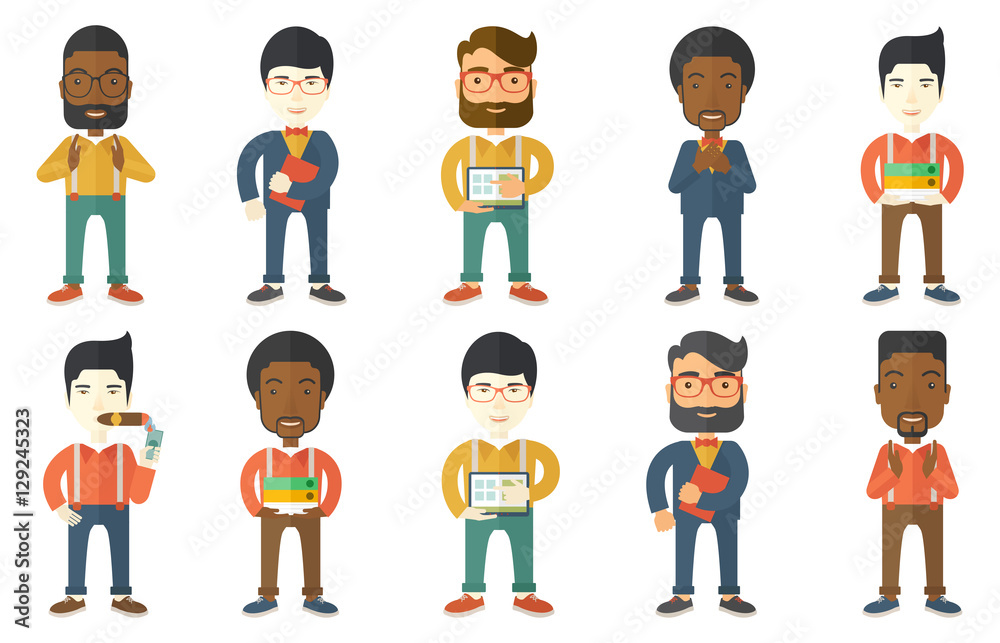 Vector set of illustrations with business people. Vector set of illustrations with business people.