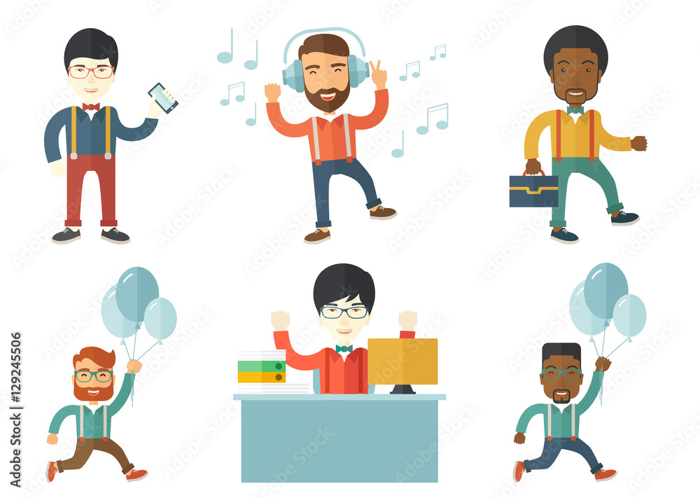 Vector set of illustrations with business people. Vector set of illustrations with business people.