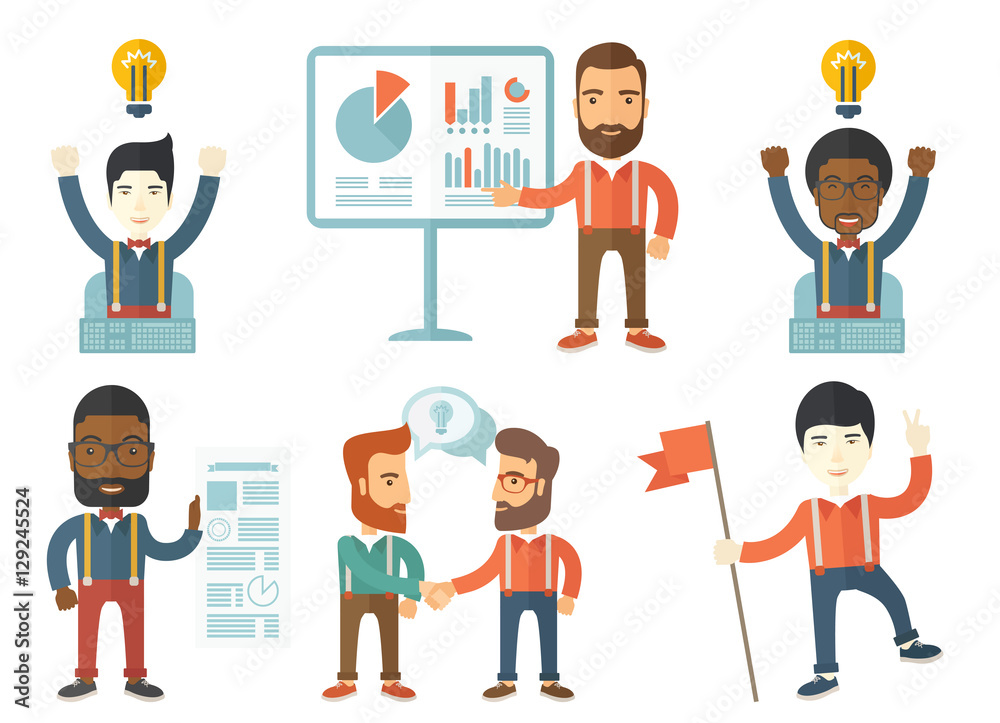 Vector set of illustrations with business people. Vector set of illustrations with business people.