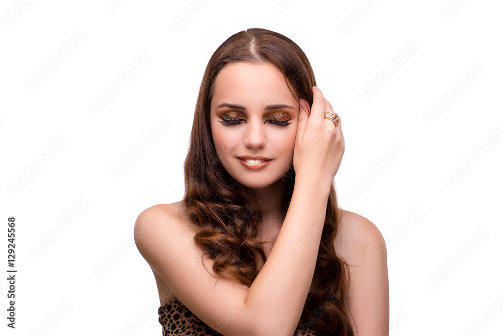 Beautiful woman in fashion concept isolated on white Beautiful woman in fashion concept isolated on white