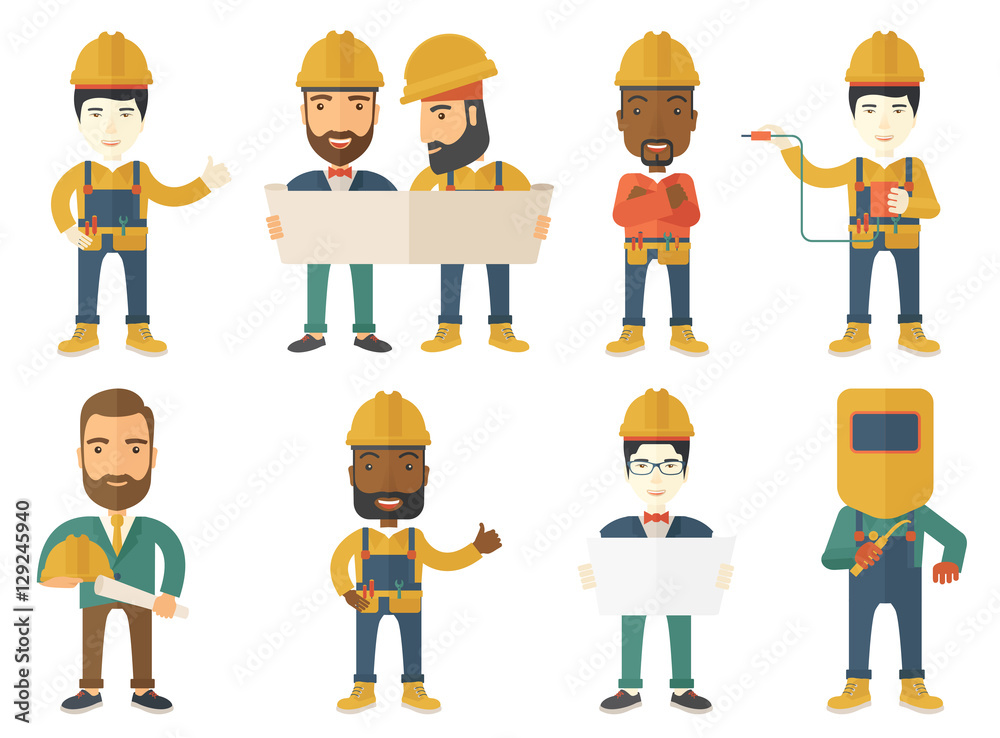 Vector set of constructors and builders characters Vector set of constructors and builders characters