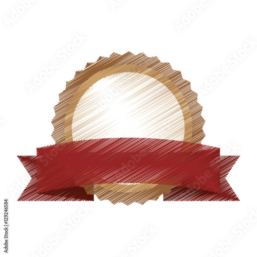 seal stamp and ribbon over white background. colorful design. vector illustration