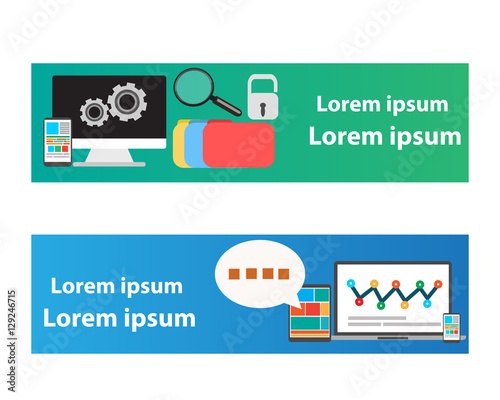 Web banner vector information technology concept. 