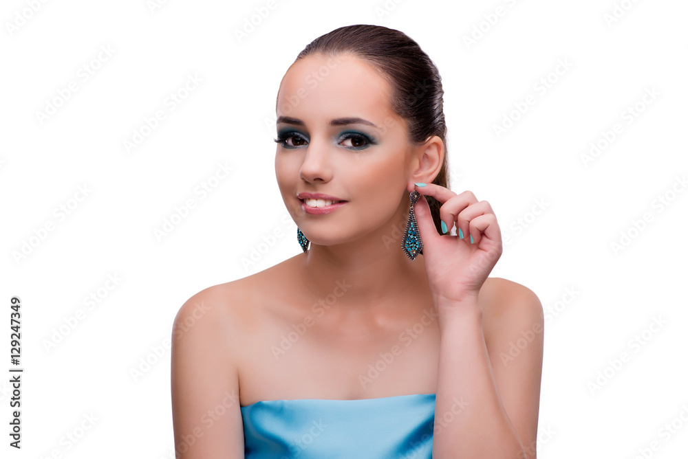 Beautiful woman in fashion concept isolated on white Beautiful woman in fashion concept isolated on white