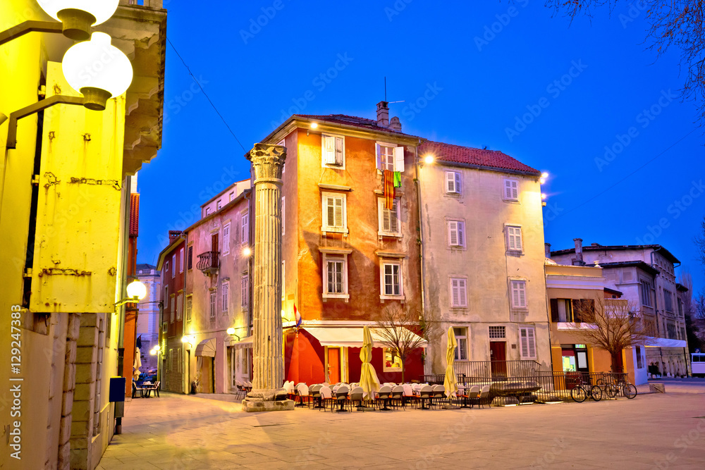 Town of Zadar square evening view