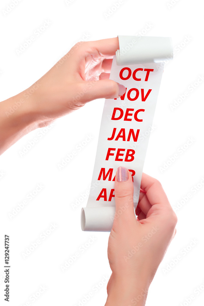 Woman Hold in Her Hands Roll of Paper With Printed Receipt Mock Up Template. Season Winter DEC, JAN, FEB on Mockup. May Be Used in Article About Shopping, Calendar and Finance. Copy Space Woman Hold in Her Hands Roll of Paper With Printed Receipt Mock Up Template. Season Winter DEC, JAN, FEB on Mockup. May Be Used in Article About Shopping, Calendar and Finance. Copy Space