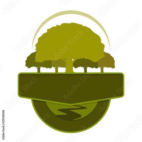 forest trees logo vector. frame template. 