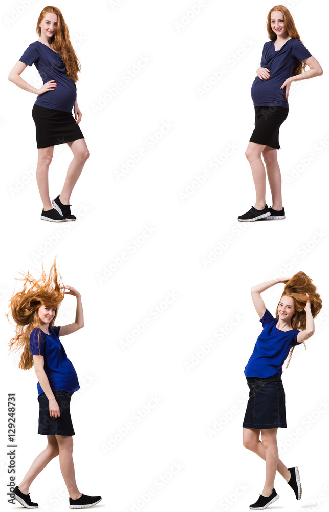 Fototapeta premium Pregnant woman in composite image isolated on white