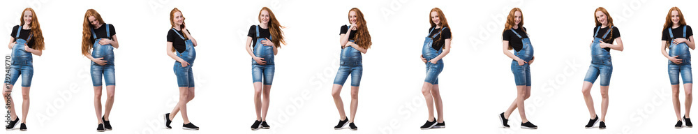 Pregnant woman in composite image isolated on white Pregnant woman in composite image isolated on white