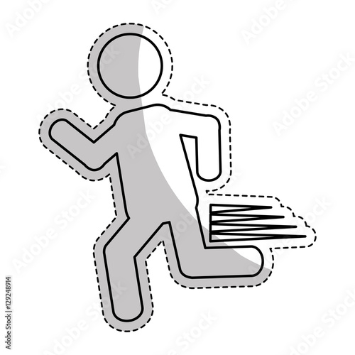 sticker of man running icon over white background. pictogram design. vector illustraiton
