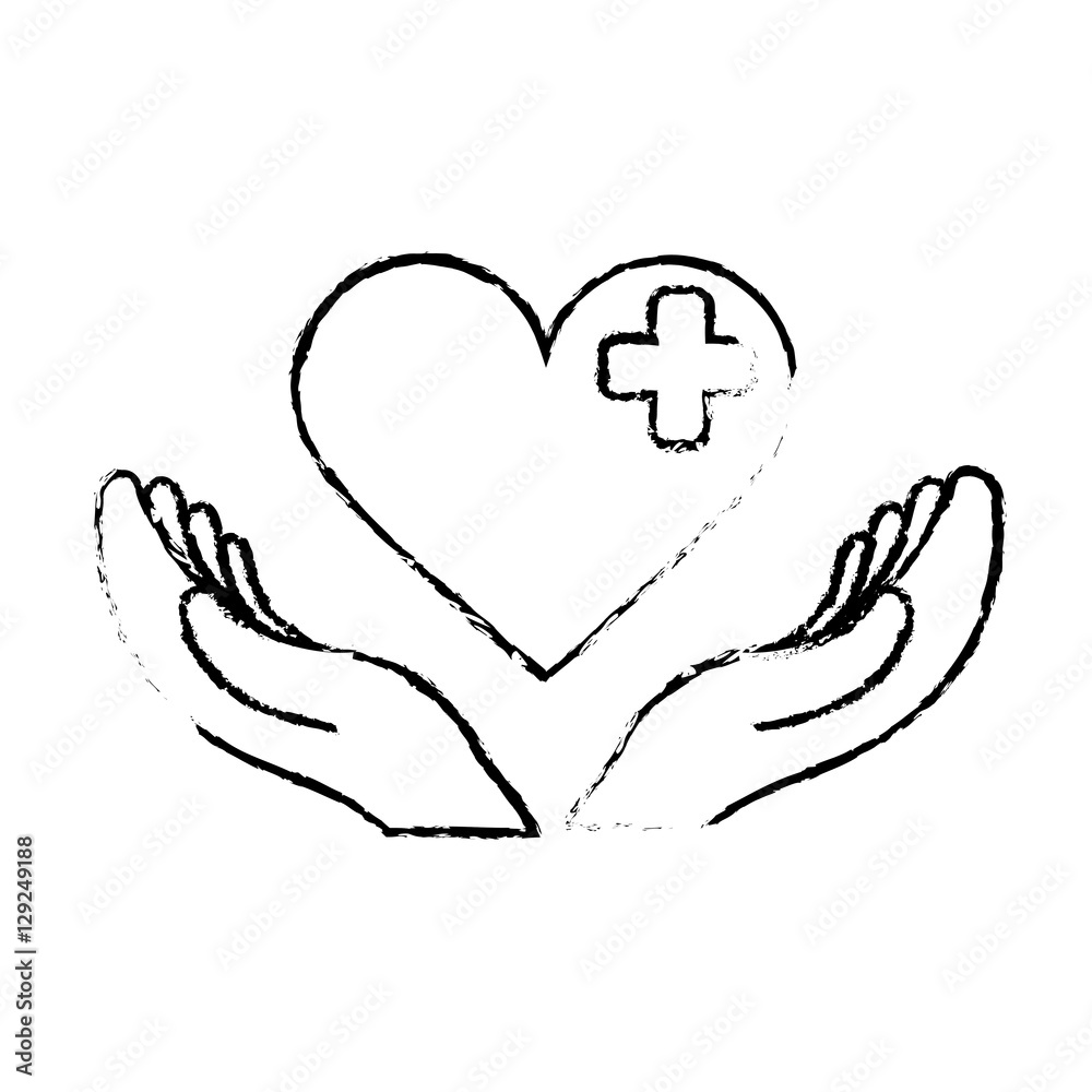 hands with heart with cross icon over white background. vector illustration hands with heart with cross icon over white background. vector illustration