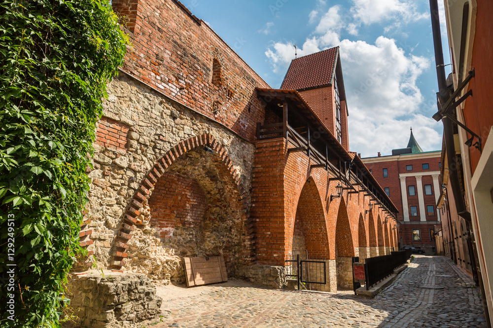 Wall of medieval fortress in Riga