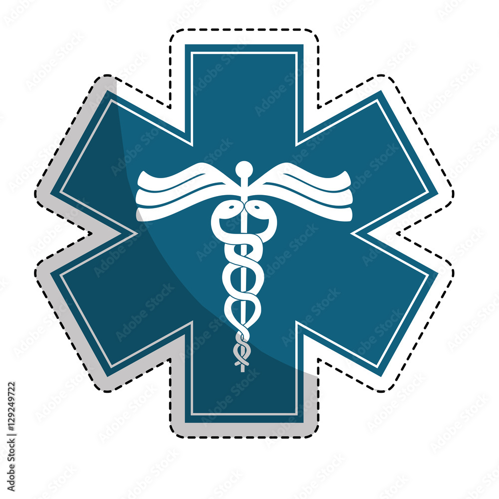 sticker of caduceus medical symbol icon over white background. colorful design. vector illustration sticker of caduceus medical symbol icon over white background. colorful design. vector illustration
