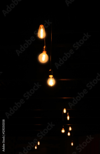 Decorative lighting. Bright lamps in the dark