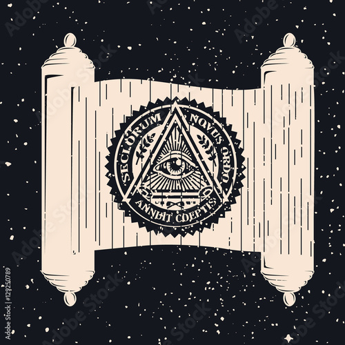 Eye of Providence. Masonic symbol. Conspiracy theory. parchment,