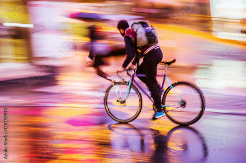 bicycle rider at night traffic