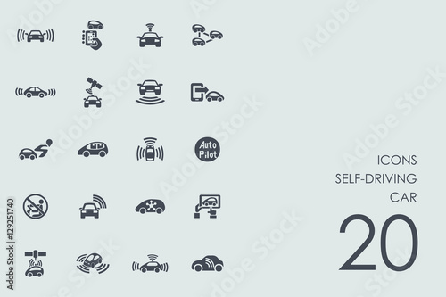 Set of self-driving car icons