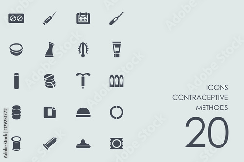 Set of contraceptive methods icons