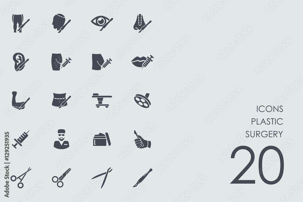 Set of plastic surgery icons Set of plastic surgery icons