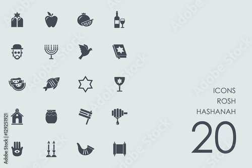 Set of Rosh Hashanah icons