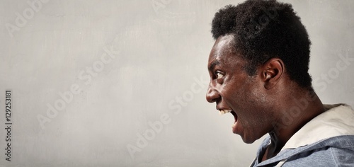 Angry black man face.