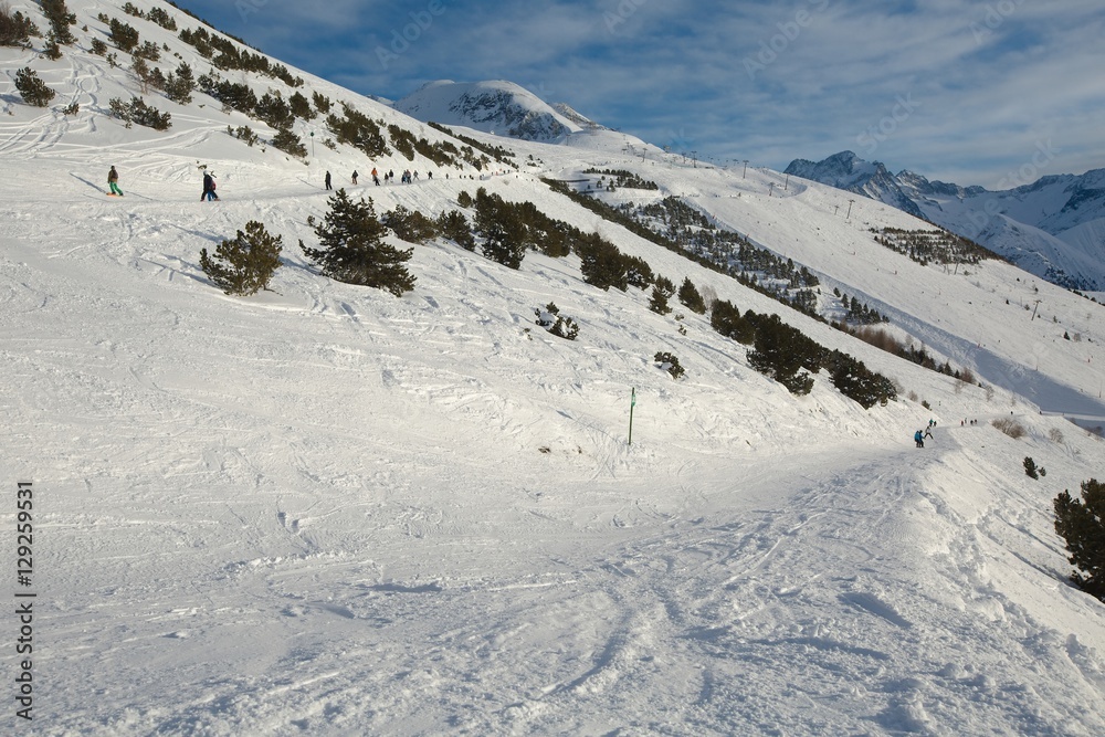 Skiing slopes, majestic Alpine landscape