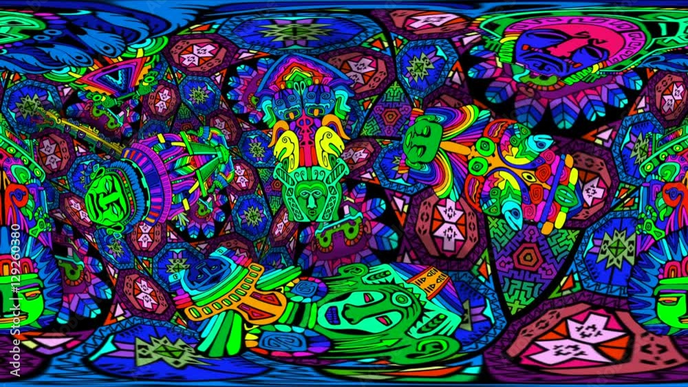 VJ aztec-mayan 360VR dome theme with 120 bpm pulse