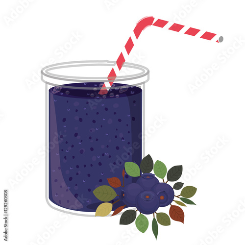 Blueberry juice icon. Smoothie drink beverage and fruit theme. Isolated design. Vector illustration