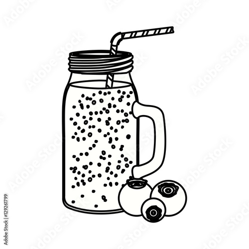 Blueberry juice icon. Smoothie drink beverage and fruit theme. Isolated design. Vector illustration