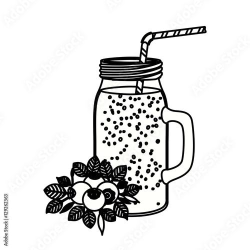 Blueberry juice icon. Smoothie drink beverage and fruit theme. Isolated design. Vector illustration