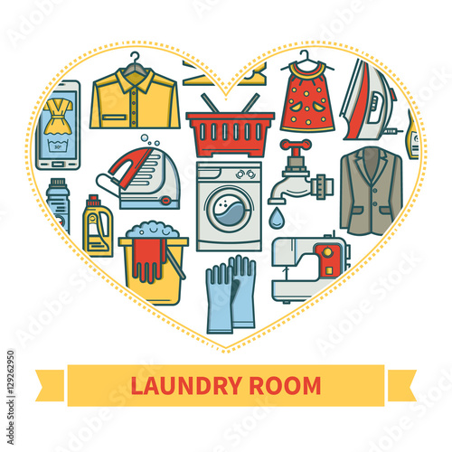 Linear icons laundry