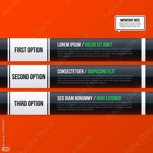 Corporate business banners and options template on bright orange background. Useful for presentations and advertising.