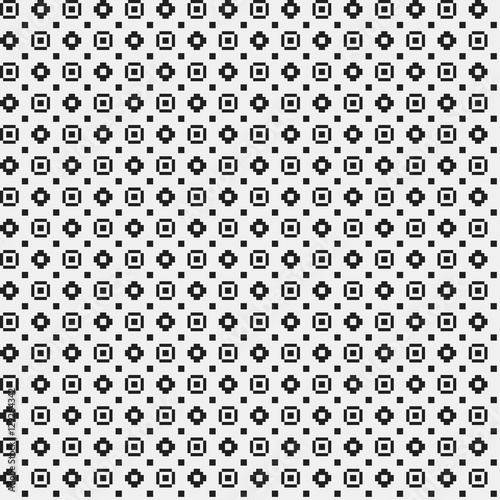 Fototapeta Naklejka Na Ścianę i Meble -  Simple pixelated pattern with monochrome geometric shapes. Useful for textile and interior design. Strict neutral style.