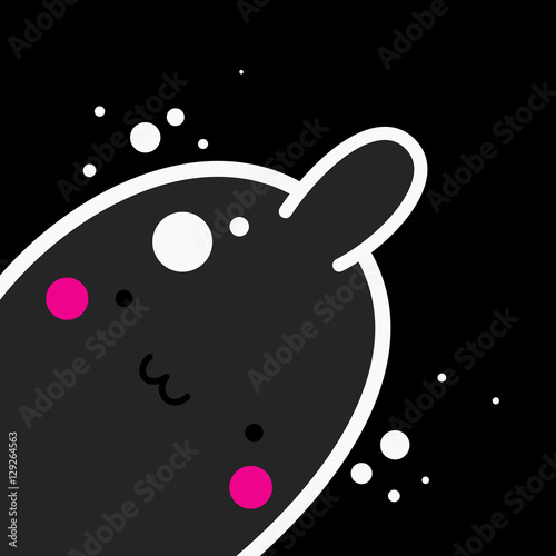 Handdrawn illustration with cute latex condom on black background. Useful for sex shop advertising or Valentine's day cards.