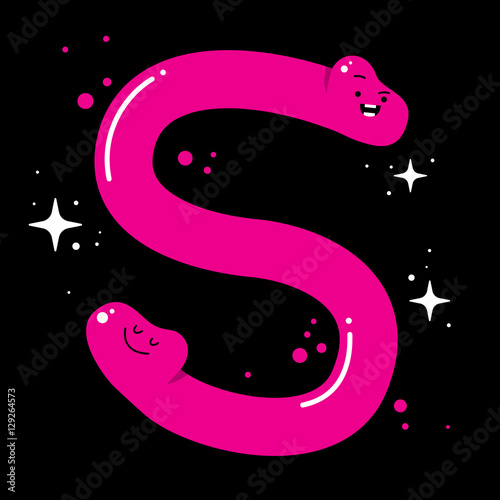 Handdrawn illustration with cute double sided dildo on black background. Useful for sex shop advertising or Valentine's day cards.