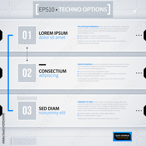 Modern web design template with options/banners. Futuristic techno business style. Useful for annual reports, presentations and advertising.