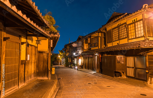 Yasaka Pagoda and Sannen Zaka Street at night, Kyoto, Japan,