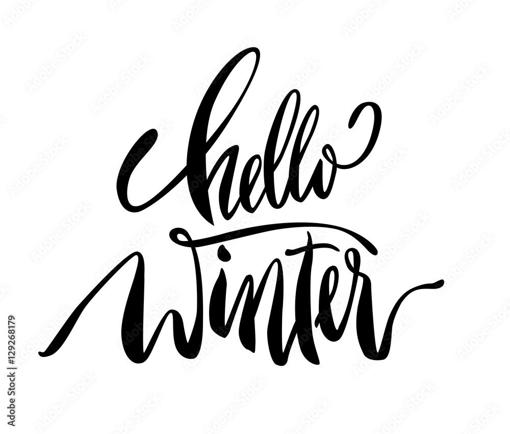 Obraz premium Hello Winter lettering illustration.