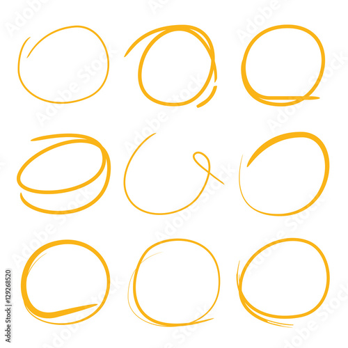 yellow circle markers, highlighter