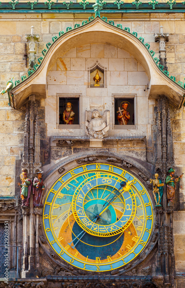Prague astronomical clock in the building of the Old Town Hall. Prague, Czech Republic.