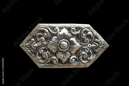 Decorative Art of Lanna Thai silver carving art on temple wall
