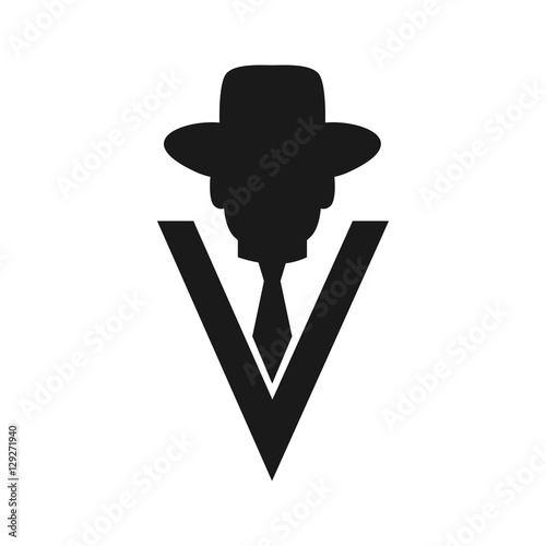 letter V and person logo vector
