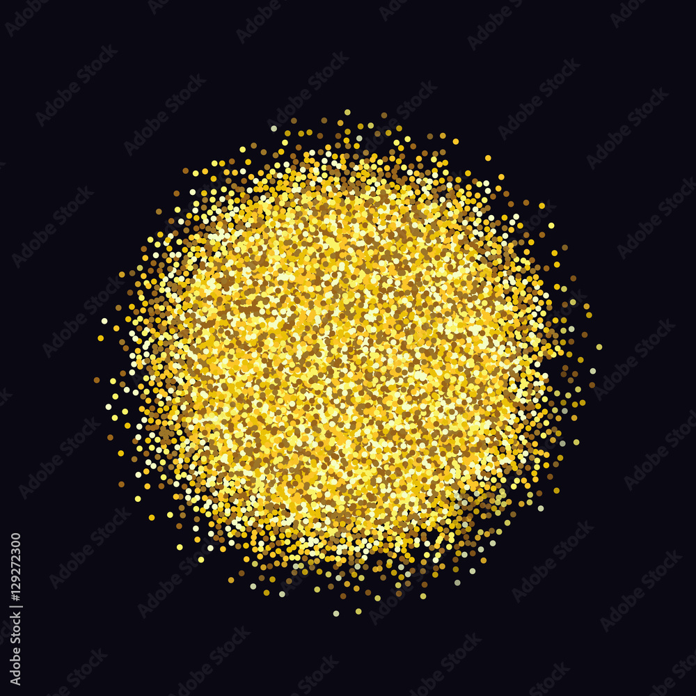 Gold sparkles on black background. glitter
