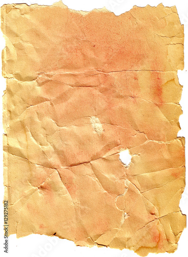 Creased tattered torn paper...