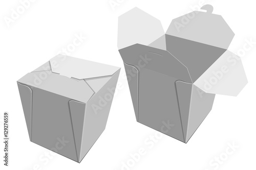 White paper container of Chinese food. Storage Box delivery. Vector