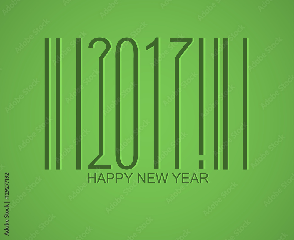 Happy New 2017 Year. Holiday Vector Illustration With Lettering Composition barcode Happy New 2017 Year. Holiday Vector Illustration With Lettering Composition barcode
