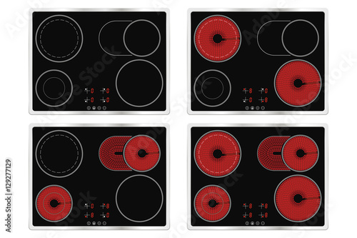 Electric ceramic cook top. Domestic kitchen household appliance